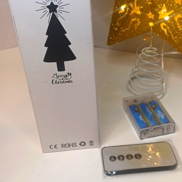 NIB LED Tree Topper Gold Star with Remote Control Christmas - Picture 6 of 7